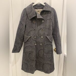 Burberry London Grey Wool Patterned Coat Size US 4/Size S